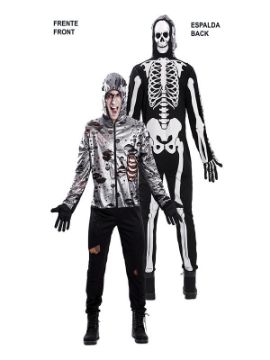 disfraz doble zombie y esqueleto adulto