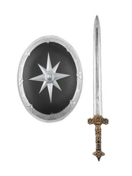 escudo con estrella y espada medieval