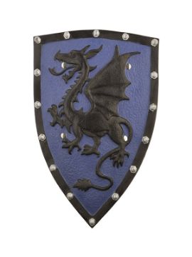 escudo foam medieval azul con dragon 49 cm