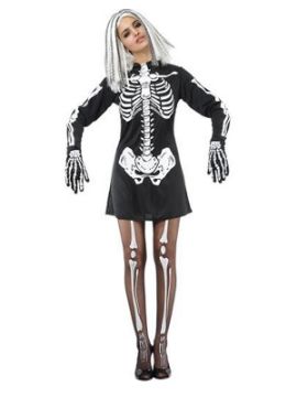 disfraz esqueleto con vestido para mujer