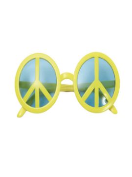 gafas con simbolo de la paz amarillas