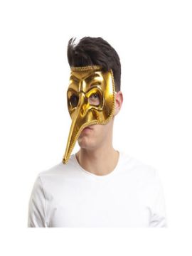 mascara veneciana con pico dorada