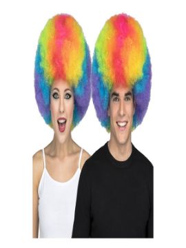 peluca afro multicolor extra grande