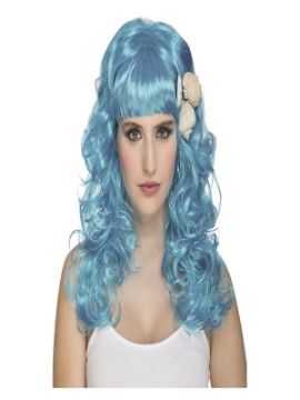 peluca de sirenita azul con conchas marinas