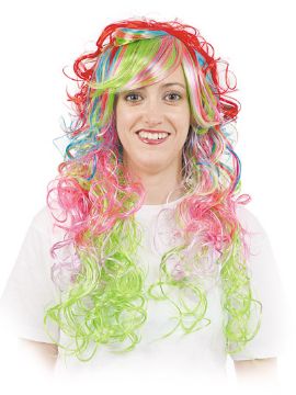 peluca lady multicolor melena ondulada