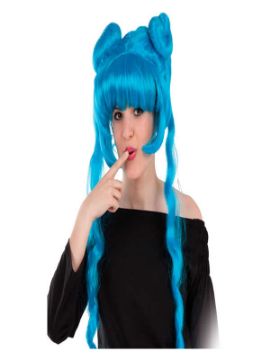 peluca manga azul chica