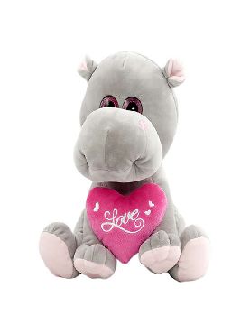 peluche de hipopotama sentada con corazon 27 cm