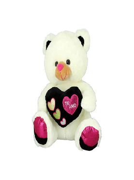 peluche oso beig corazon negro 28 cms