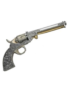 revolver steampunk plateado de foam 39x5 cm