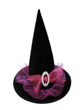 sombrero de bruja con tul rosa de 58 cm