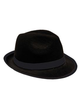 sombrero de gangster pequeno negro 55cm