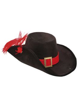 sombrero de mosquetero terciopelo negro adulto