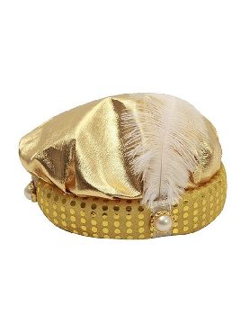 sombrero de paje dorado con pluma