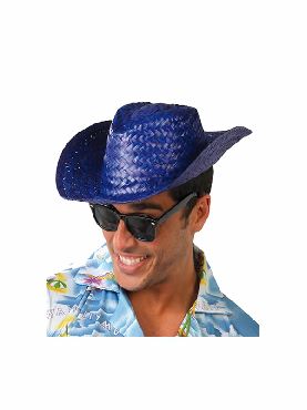 sombrero de verano paja azul