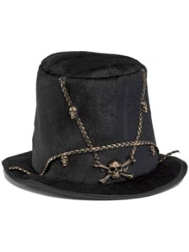 sombrero hechicero vudu con cadenas y calaveras