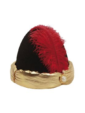 sombrero o turbante de paje con pluma 57 cm