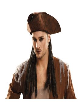 sombrero pirata marron con rastas